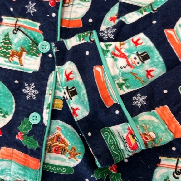 Nick & Nora Snow Globe Sock Monkey Pajama Top Blue EUC Sz XXL - Picture 7 of 8